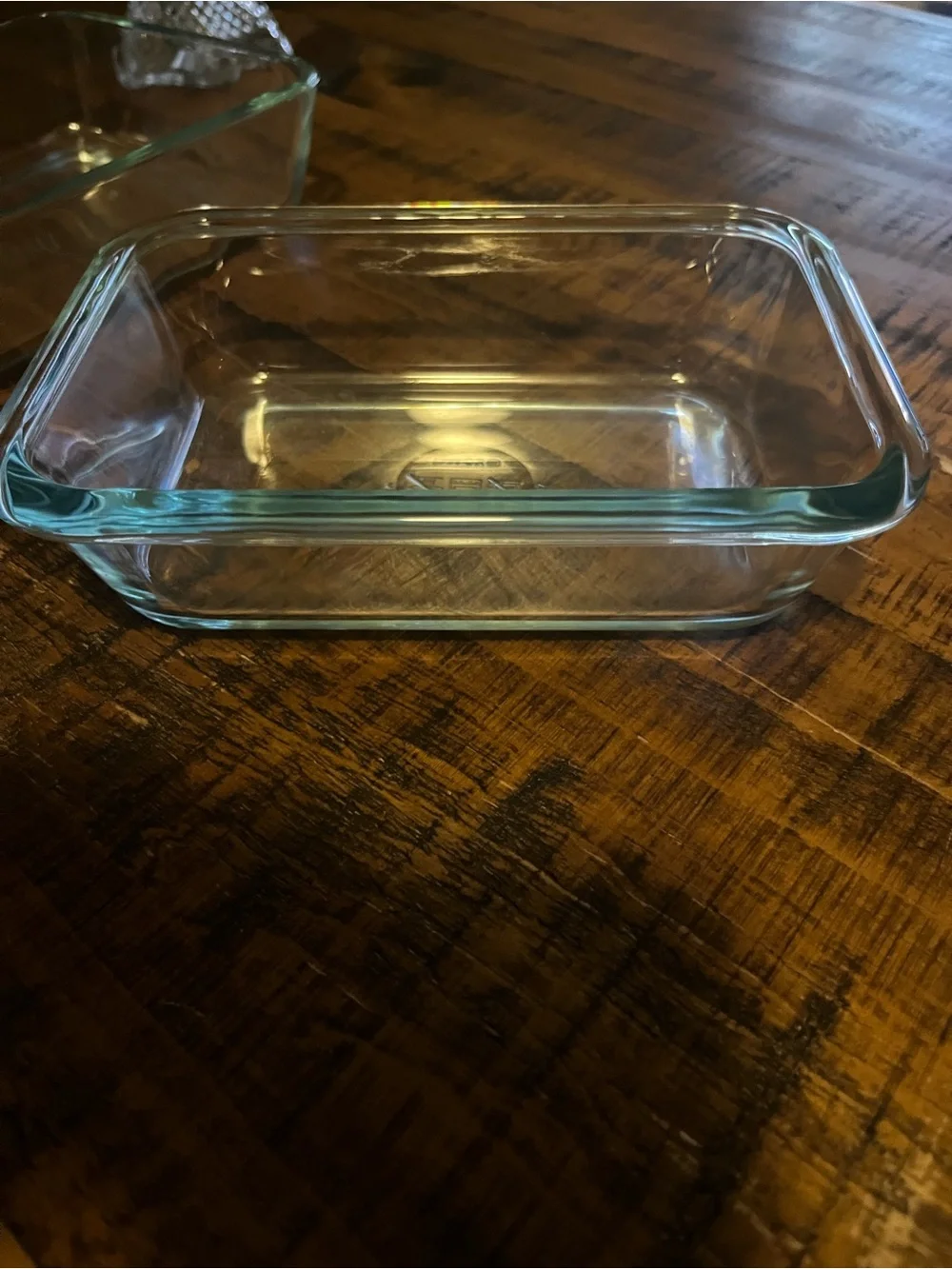 Pyrex Embossed Glass Marking with Gold Hue